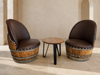 Whiskey & Wine Barrel Modern Table Set — Table and Chairs, Reclaimed Oak