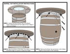 Whiskey & Wine Barrel Round Top with Glass Center — Wire-Brushed Oak, Fits 53–59 Gal