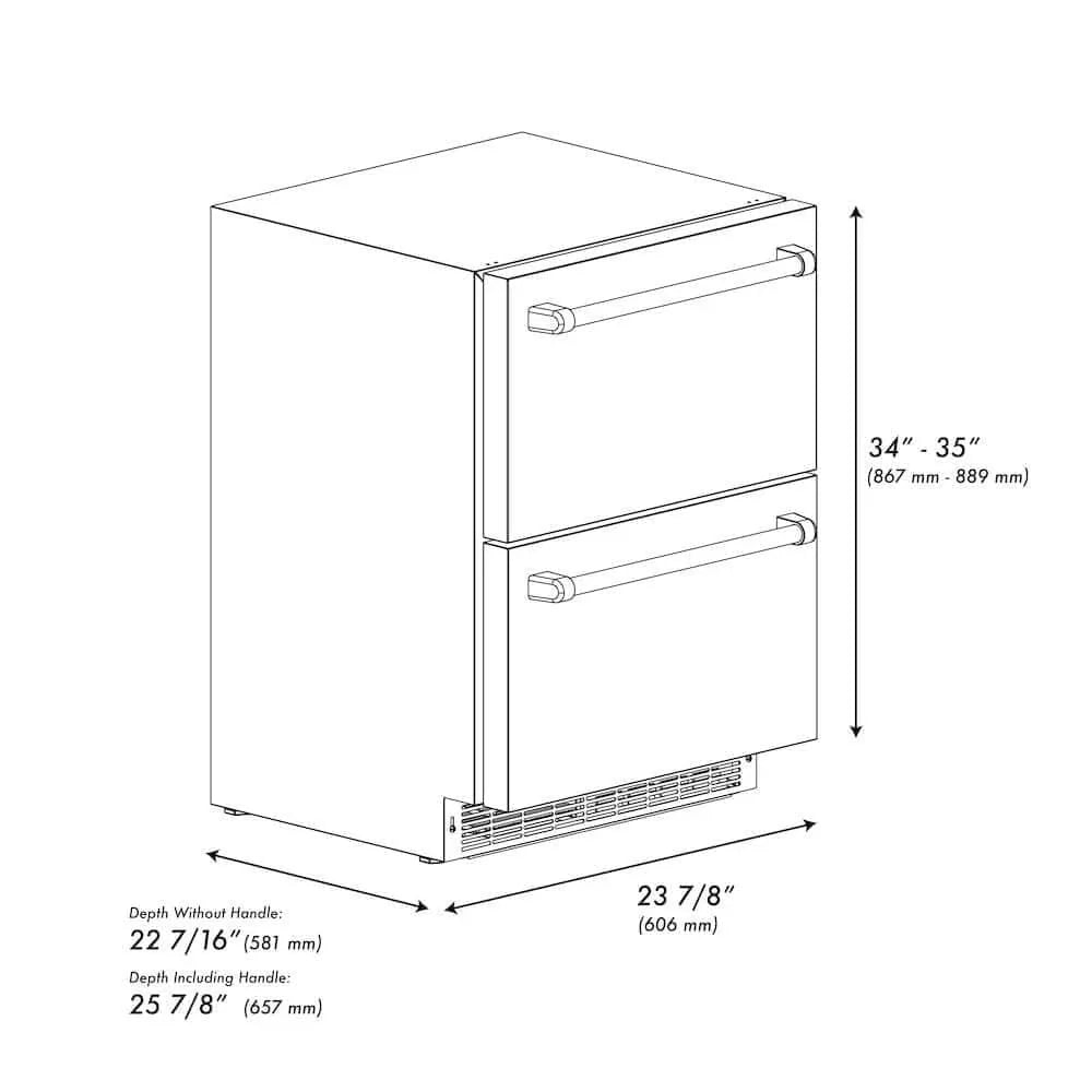 ZLINE 24" Touchstone 168 Can Outdoor-Rated Dual Refrigerator Drawer, Champagne Bronze, RDSOZ-ST-24-CB