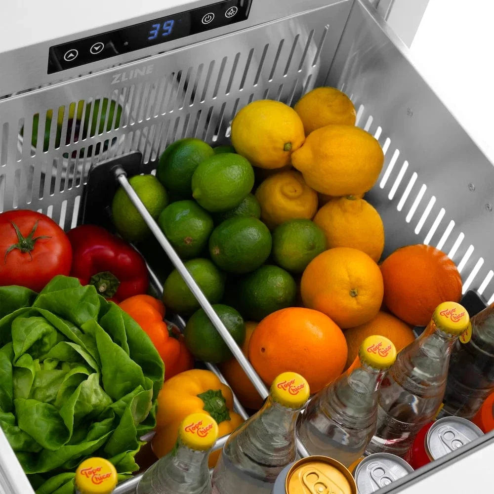 ZLINE 24" Touchstone 168 Can Outdoor-Rated Dual Refrigerator Drawer, Stainless Steel, RDSO-ST-24