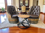 Luxury Whiskey & Wine Barrel Captain Chair Corner Set — Two Chairs & Corner Table