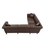 Man cave Sofa Couch for garage, Living Room, L Shaped Reversible Modern Chesterfield Sofa with Rolled Arms and Nailhead, 5 Seat Tufted Couch for Small or Large Space(Dark Brown) PU Leather
