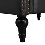 Sectional Sofa Couch for Living Room, L Shaped Reversible Modern Chesterfield Sofa with Rolled Arms and Nailhead, 5 Seat Tufted Couch for Small or Large Space(Black) PU Leather