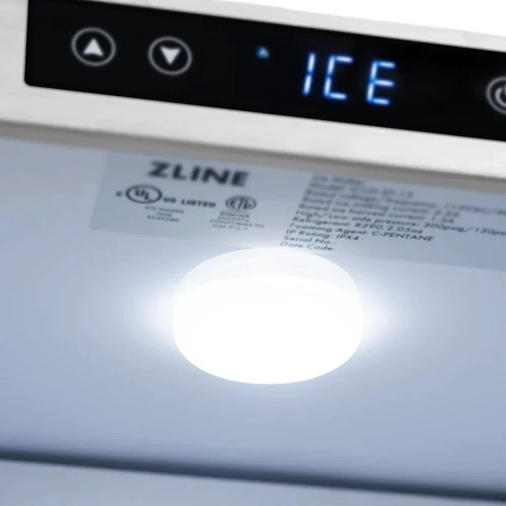 ZLINE 15" Touchstone Clear Cube Ice Maker Drain Pump Solid Stainless Steel Door ICCD-ST-15