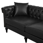 Sectional Sofa Couch for Living Room, L Shaped Reversible Modern Chesterfield Sofa with Rolled Arms and Nailhead, 5 Seat Tufted Couch for Small or Large Space(Black) PU Leather