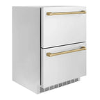 ZLINE 24" Touchstone 168 Can Outdoor-Rated Dual Refrigerator Drawer, Champagne Bronze, RDSOZ-ST-24-CB