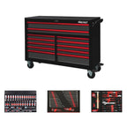 BoxoUSA Pro Series Loaded 53" 12-Drawer Rolling Tool Box Combo (222-Piece Set)