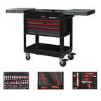 BoxoUSA Pro Series Loaded 35" 3-Drawer Slide-Top Service Cart (222-Piece Set)