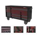 BoxoUSA Pro Series Loaded 72" 14-Drawer Rolling Tool Box Combo (222-Piece Set)