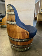 Luxury Whiskey & Wine Barrel Captain Chair — Memory Foam, Brown Upholstery
