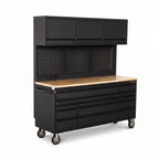 Overhead Pro 72" Rolling Tool Chest | 79" Tall | 24" Deep | 14 Drawers | Overheads | Pegboard & Power Strip