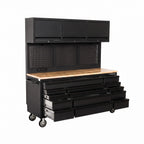 Overhead Pro 72" Rolling Tool Chest | 79" Tall | 24" Deep | 14 Drawers | Overheads | Pegboard & Power Strip
