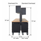 Overhead Pro 72" Rolling Tool Chest | 79" Tall | 24" Deep | 14 Drawers | Overheads | Pegboard & Power Strip