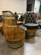 Luxury Whiskey & Wine Barrel Captain Chair — Memory Foam, Brown Upholstery