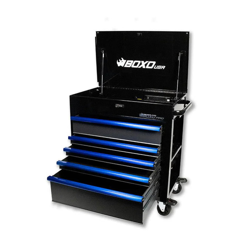 BoxoUSA Pro Series Loaded 35" 5-Drawer Flip-Top Service Cart (222-Piece Set)