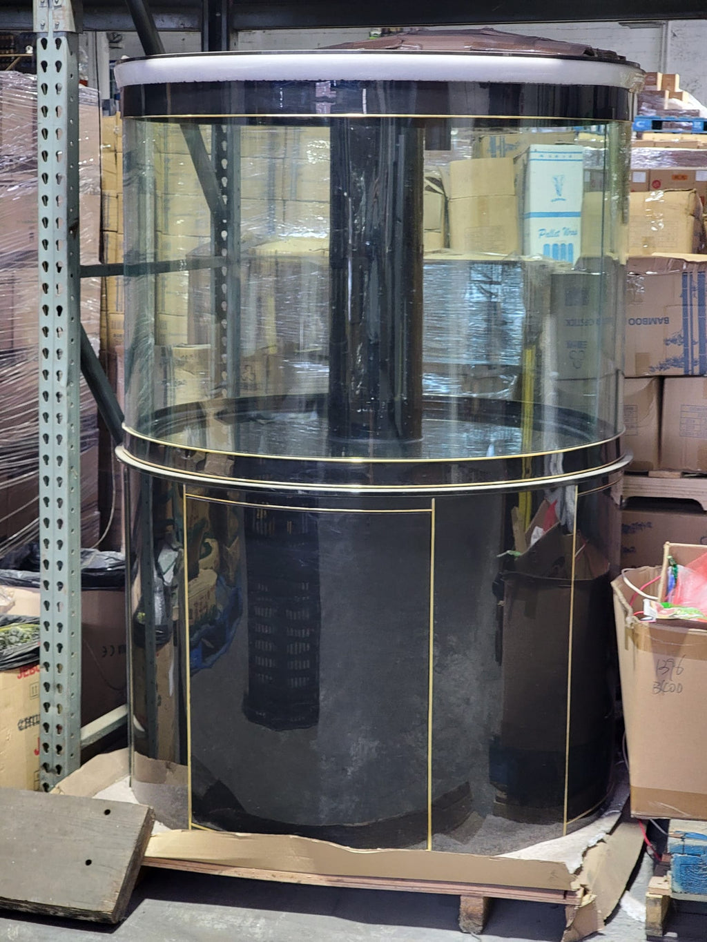 280 Gallon Glass Reef-Ready Cylinder with Steel Reinforced Gloss Black Stand and Sump