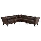 Man cave Sofa Couch for garage, Living Room, L Shaped Reversible Modern Chesterfield Sofa with Rolled Arms and Nailhead, 5 Seat Tufted Couch for Small or Large Space(Dark Brown) PU Leather