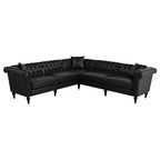 Sectional Sofa Couch for Living Room, L Shaped Reversible Modern Chesterfield Sofa with Rolled Arms and Nailhead, 5 Seat Tufted Couch for Small or Large Space(Black) PU Leather