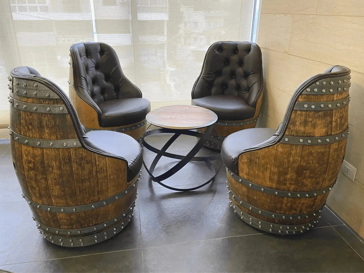 Luxury Whiskey & Wine Barrel Captain Chair with Hidden Safe