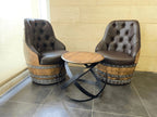 Luxury Whiskey & Wine Barrel Captain Chair — Memory Foam, Brown Upholstery