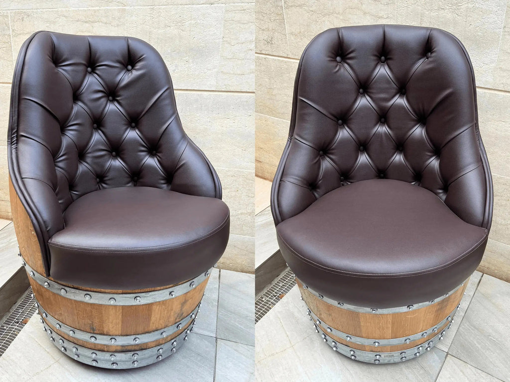 Luxury Whiskey & Wine Barrel Captain Chair with Hidden Safe