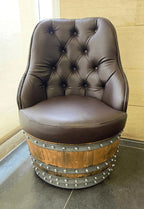 Luxury Whiskey & Wine Barrel Captain Chair with Hidden Safe