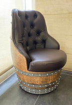 Luxury Whiskey & Wine Barrel Captain Chair with Hidden Safe