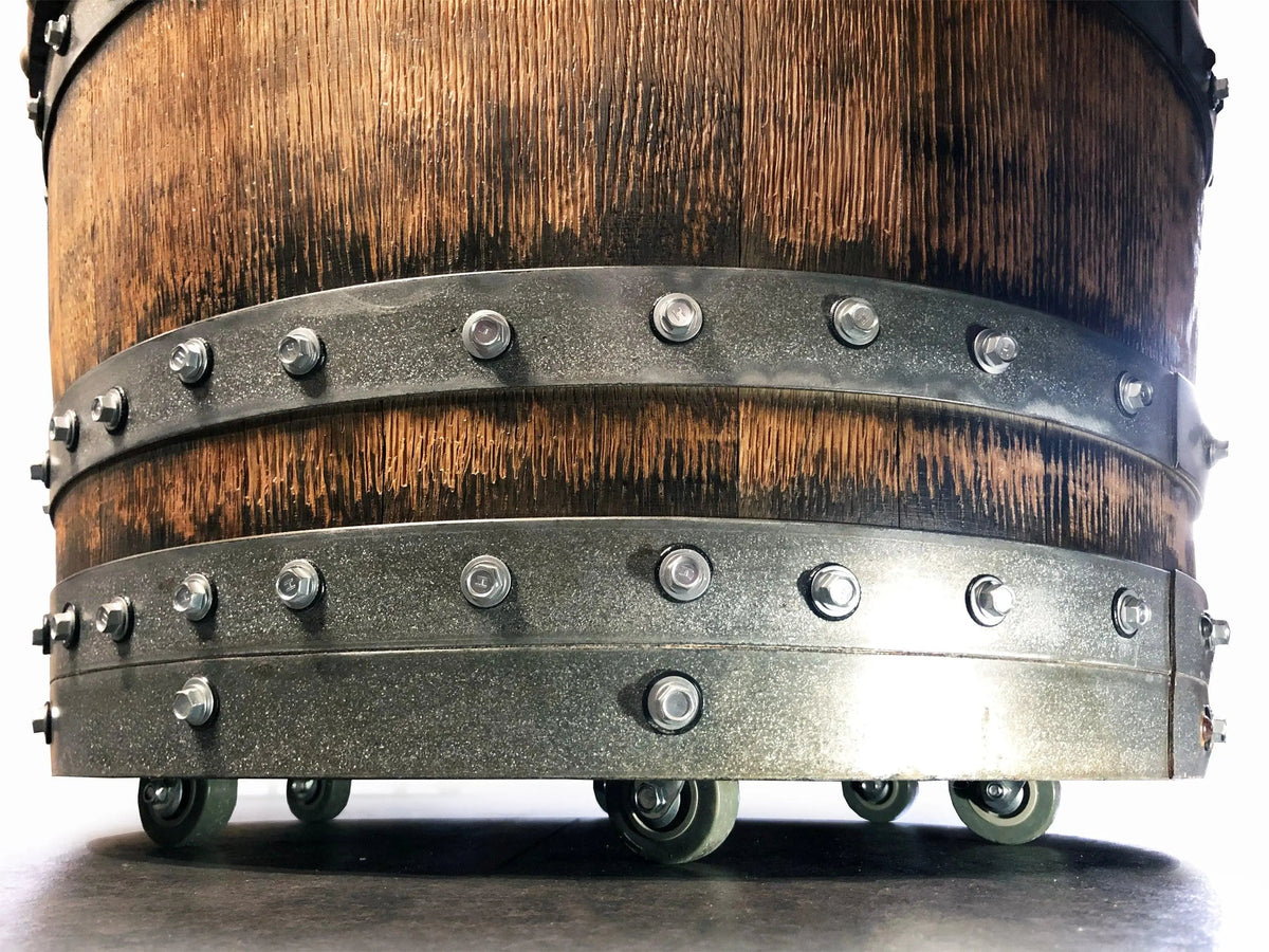 Luxury Whiskey & Wine Barrel Captain Chair Corner Set — Two Chairs & Corner Table