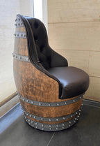 Luxury Whiskey & Wine Barrel Captain Chair Corner Set — Two Chairs & Corner Table