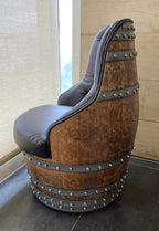 Luxury Whiskey & Wine Barrel Captain Chair Corner Set — Two Chairs & Corner Table