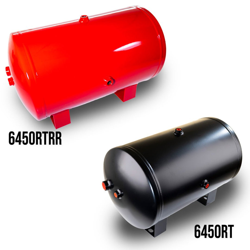 Model 6450RT: 5-Gallon Steel Air Tank (6) 1/4" and (1) 1/2" NPT Ports - 2 Outer Mounting Legs