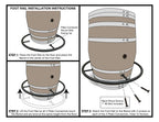 Whiskey & Wine Barrel Bistro Pub Set — 2 Stools, Glass Top, Foot Rail
